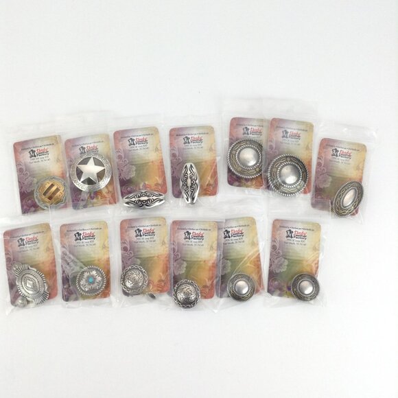 Lot of 13 Tandy Leather Factory Concho Angel Fire Tribal Texas Star Mesa Yucca - Picture 1 of 16